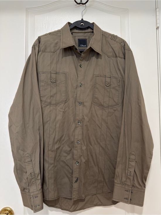 7 Diamonds Other - 7 Diamonds Khaki Utility Button Up Shirt Men's XL Stretch Military Casual